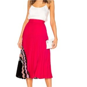 REVOLVE MILLY Pleat Maxi Skirt in Guava Multi, Silk, MIDI Length